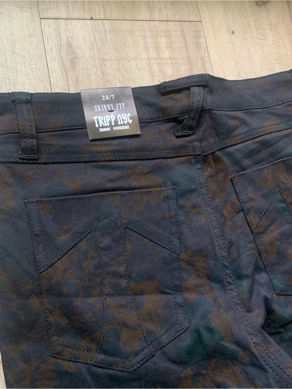 Tripp NYC Camouflage Skinny Jeans - Black & Brown, Dark Green